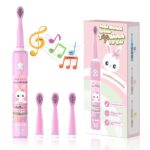 Periuta de Dinti Muzicala pentru Copii: 34,000 Vibratii, 4 Cantece, 3 Moduri de Curatare, Incarcare USB - Distractie si Igiena Orala Superioara, Roz