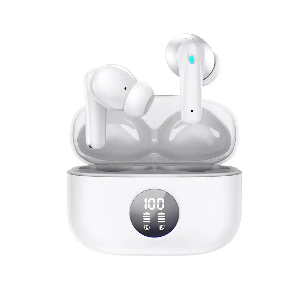 Casti Wireless VIXEV, Bluetooth 5.3, Earbuds Fara Fir, Microfon, Apel HD, Eliminare Zgomot Ambiental ,ANC, Alb
