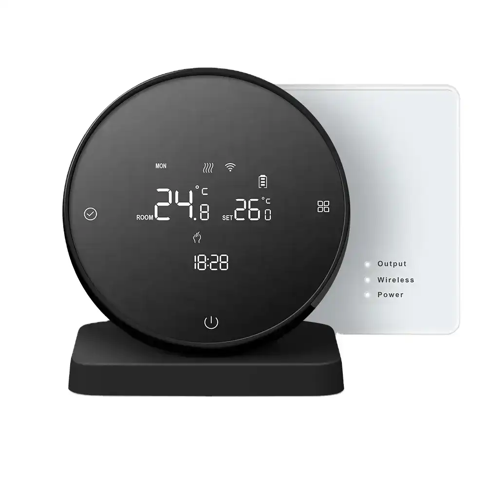 Hc7be851ac90d42ea8d37a9665d65f891y.jpg Termostat Centrală Inteligent Vixev cu Control Wireless prin Aplicația Tuya, Negru - imagine 1