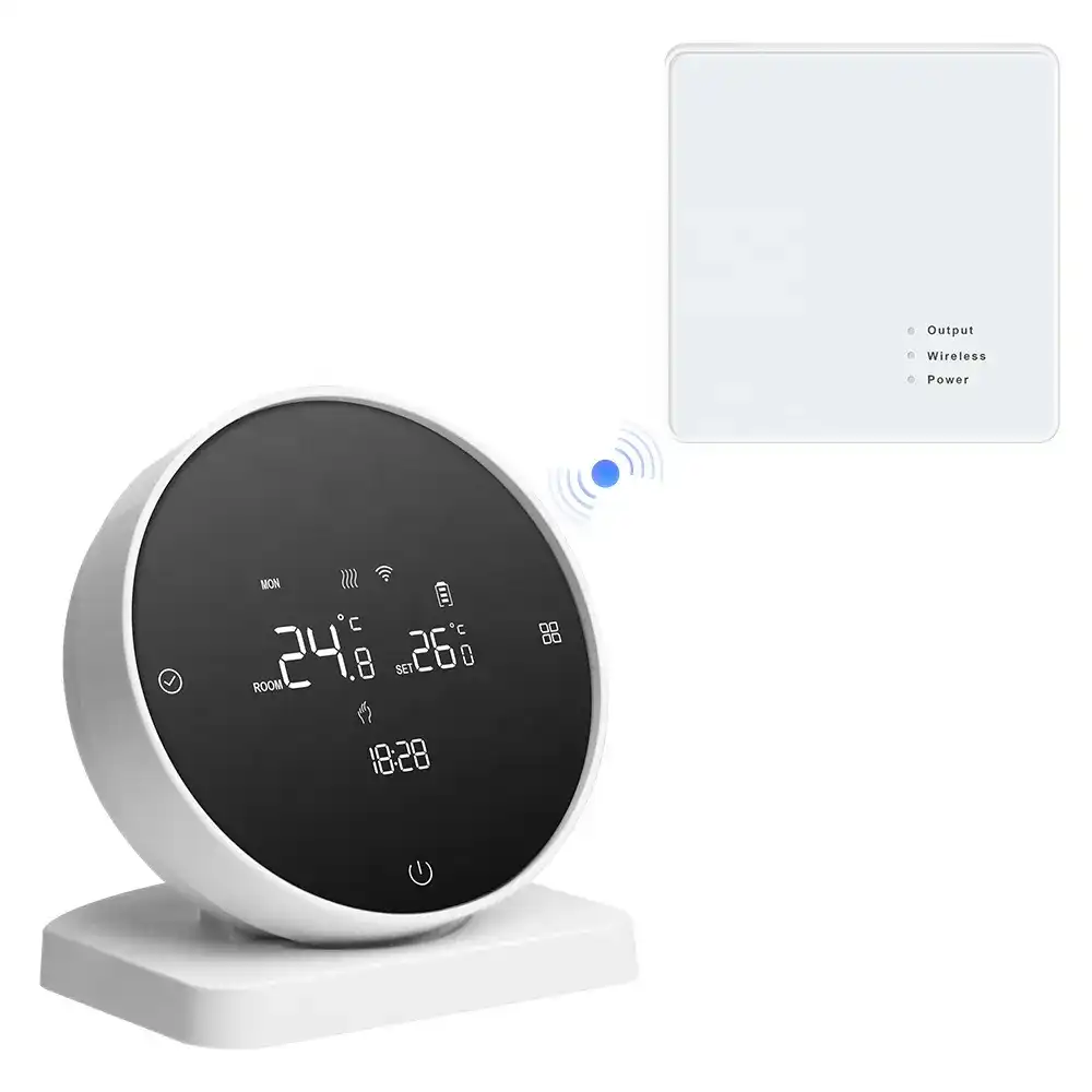 Hf0baf35d26a64ed5bb4753b917ff8a476.jpg Termostat Centrală Inteligent Vixev cu Control Wireless prin Aplicația Tuya, Alb - imagine 1