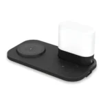 Incarcator Wireless Vixev Statie de Incarcare 3 in 1 QI Fast Charger 15W, Incarcare Rapida, USB-C, Lampa Pat Tactila Dimabila, Compatibil cu Apple, Negru