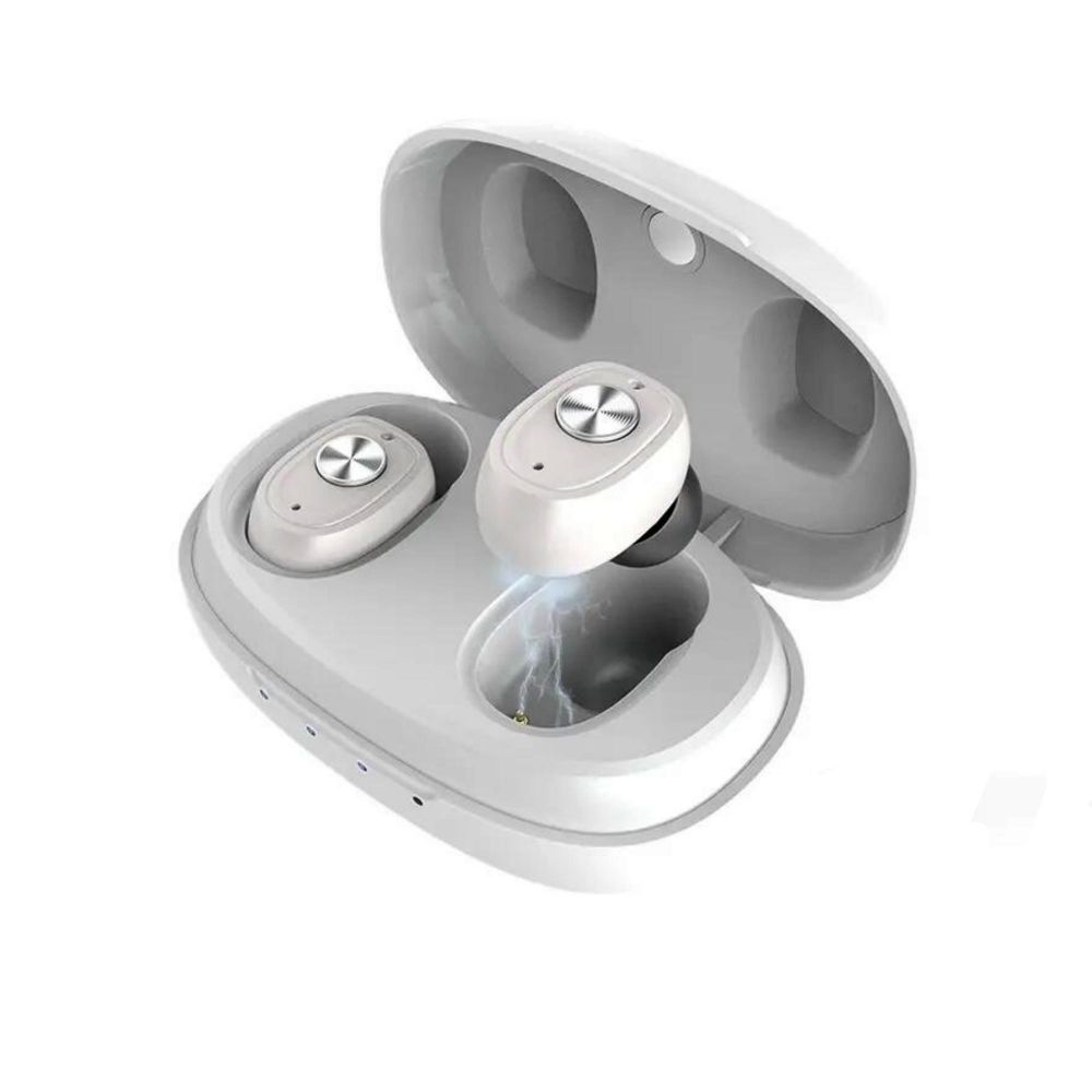 Aparat Auditiv cu Acumulator Vixev, set 2 Buc Stanga+Dreapta, Reincarcabil, Amplificator Sunet Intraauricular, Hipoacuzie Medie-Severa, incarcator cu Power Bank, Alb