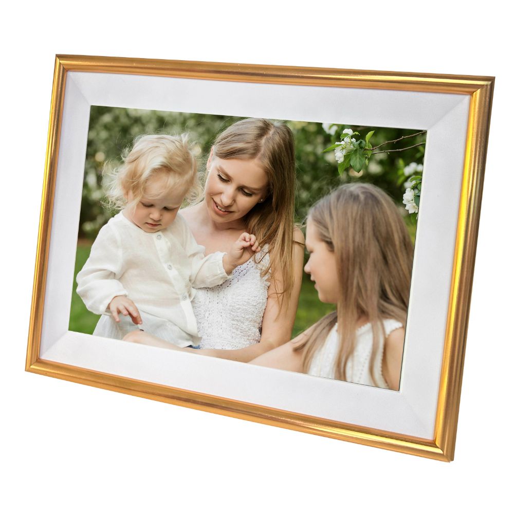 Rama Foto Digitala Inteligenta Vixev de 10 Inch cu Ecran Tactil si Aplicatie Frameo, Auriu